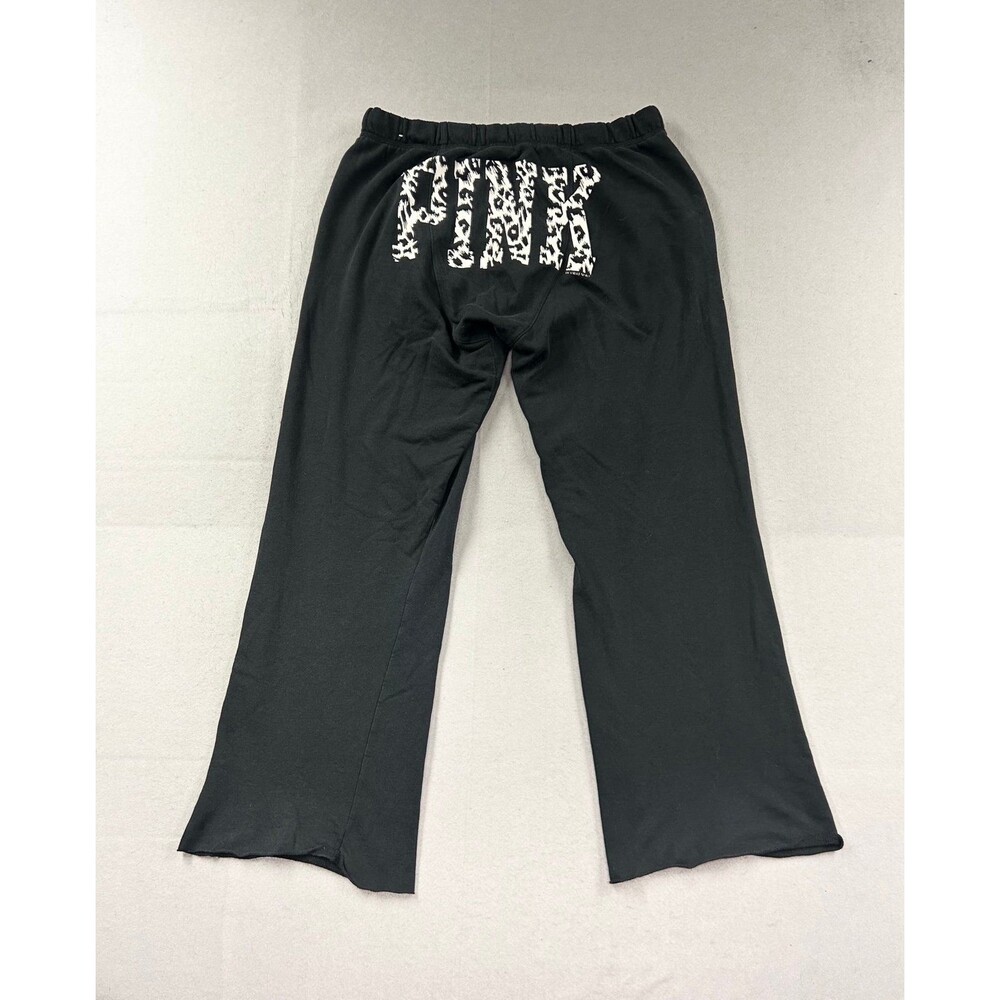 Y2K Victoria’s Secret PINK Cheetah Print Wide Leg Sweatpants Black Small